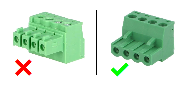Terminálcsatlakozók nem VS igen