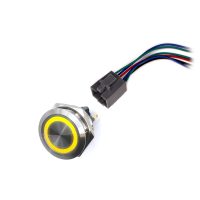 LED vízálló kapcsoló 30mm aretálással - sárga háttérvilágítással, 12 - 24V