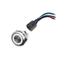 LED vízálló kapcsoló 30mm aretálás nélkül - fehér háttérvilágítással, 12 - 24V