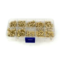 Réz menetes betétek készlete - 170 db, M3 és M4 különböző hosszúságokban