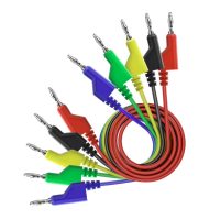 5 robusztus kábel készlet 4mm banáncsatlakozókkal multiméterekhez és laboratóriumi tápegységekhez - 1m