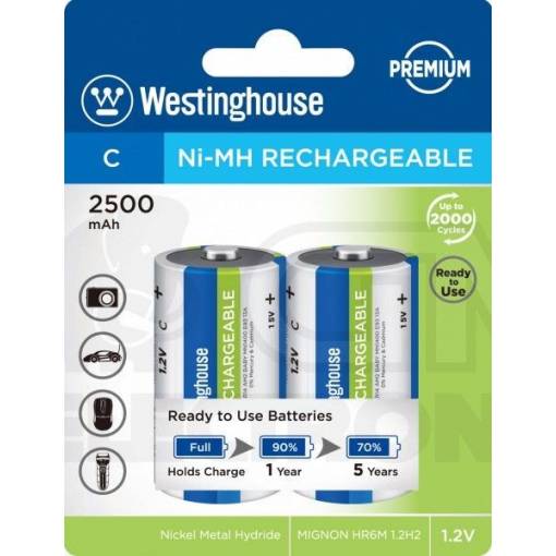 Foto - Westinghouse Premium akkumulátor C 2500mAh - Kicsi, 2 darab, 1,2 V