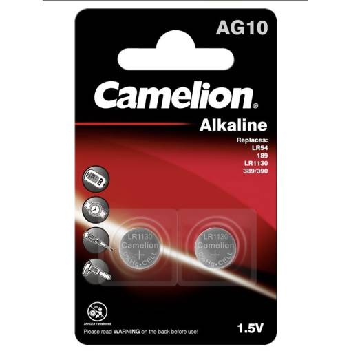 Foto - Camelion gombcellás alkáli elem LR54 (AG10, LR1130, 389, 189, GP89A, SR54) - 2 darab; 1,5V