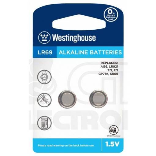 Foto - Westinghouse knoflíková alkalická baterie LR69 (AG6, LR921, 371, 171, GP71A, SR69) - 2 kusy; 1,5V