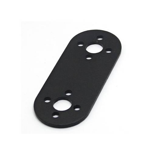 Foto - Egyenes servomotor tartó – fém rögzítőlemez, fekete I 63x25mm (MG995/MG996 számára)