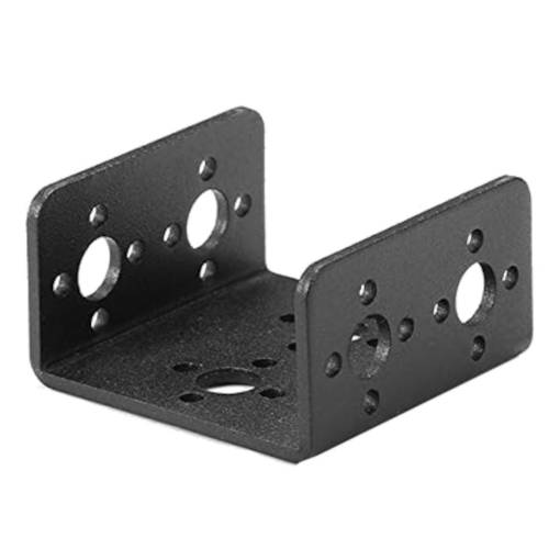 Foto - Hliníkový držák servomotoru U2 – rovný, černý, 25x45mm (pro MG995/MG996)