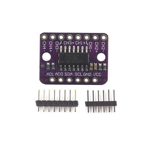 Foto - I2C AD převodník s programovatelným zesilovačem MCP3424 ADC - 4 kanály
