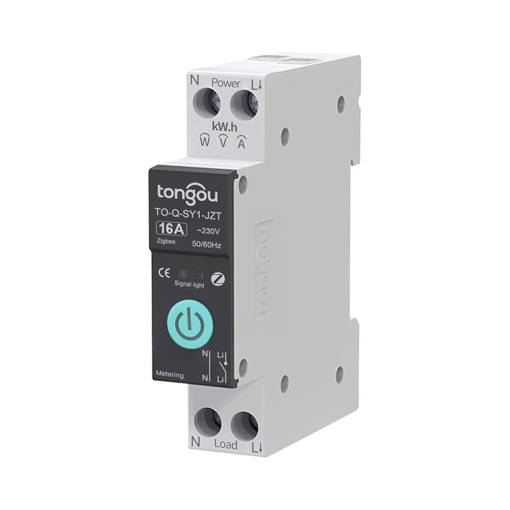 Foto - ZigBee 3.0 relé kapcsoló TO-Q-SY1-JZT DIN sínre fogyasztásméréssel - 16A, kWh, W, A, V mérés