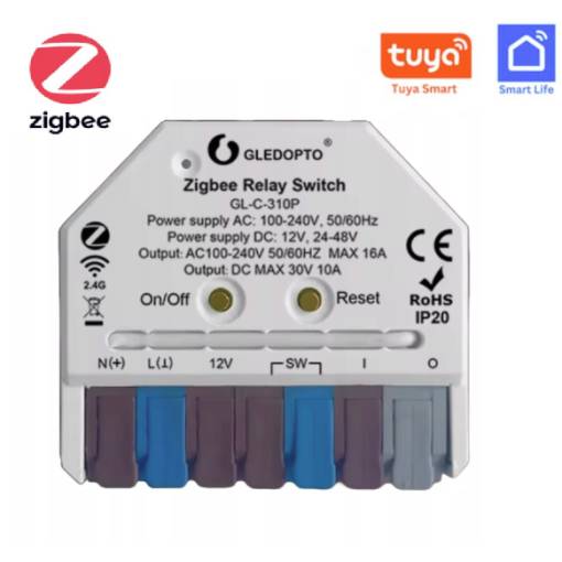 Foto - Zigbee vezeték nélküli intelligens relé kapcsoló - 12VDC-tól 230VAC-ig, TUYA, SmartLife
