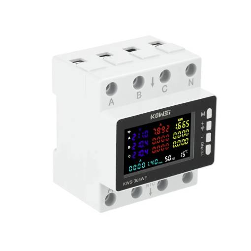 Foto - Háromfázisú WiFi elektromérő TUYA 80A relével és LCD kijelzővel - DIN sínre szerelhető