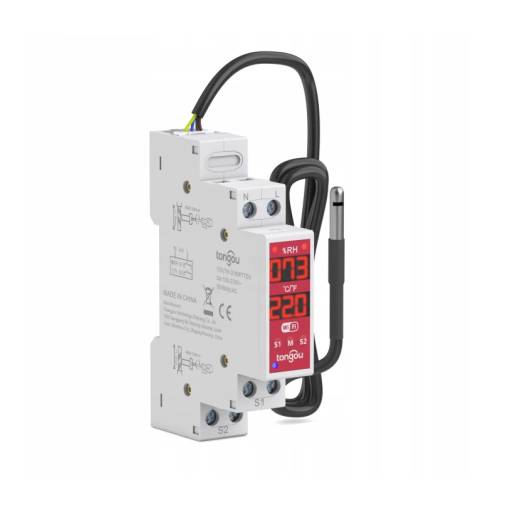 Foto - Kétcsatornás AC DC WiFi relé páratartalom- és hőmérséklet-szabályozó TUYA
