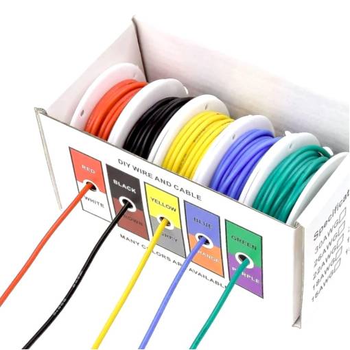 Foto - Silikonos vezeték készlet 18 AWG, 5 szín 5m