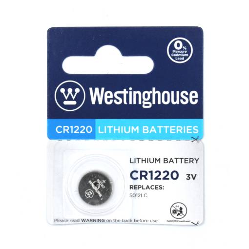 Foto - Westinghouse lítium gombelem - CR1220 (BR1220, CR1220, DL1220, ECR1220, SB-T13), 3V